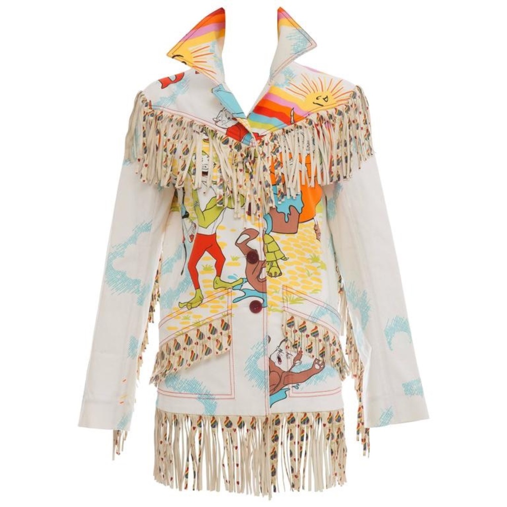 ISO CHRISTIAN DIOR CARTOON PRINT FRINGE JACKET